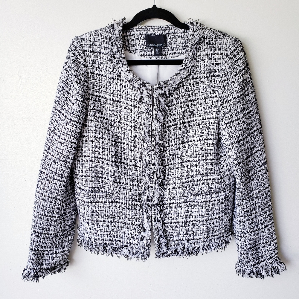 Cynthia Rowley tweed blazer jacket Large